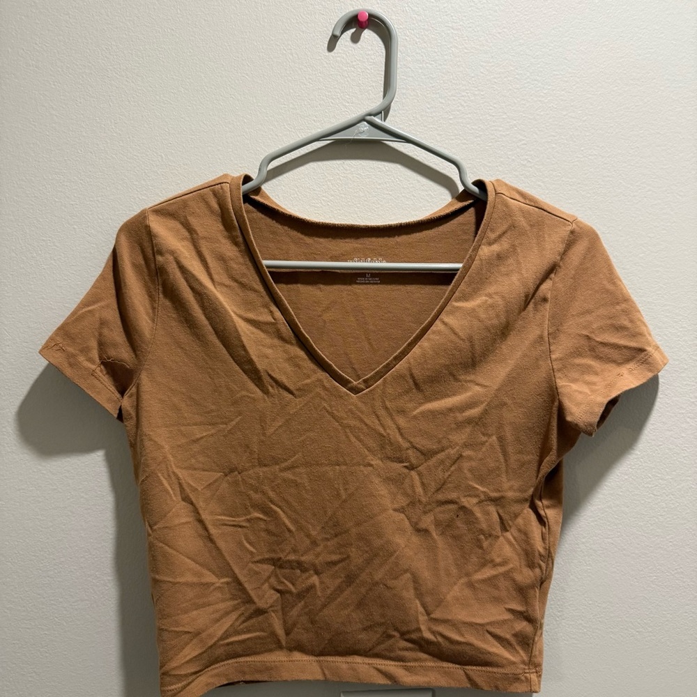 Brown V-Neck Women's Top